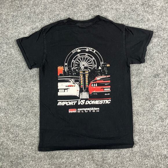 Gildan T-Shirt Womens S Black Import vs Domestic Drag Racing Graphic Tee - Picture 2 of 8